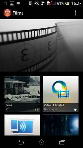 Sony Xperia L : menu films