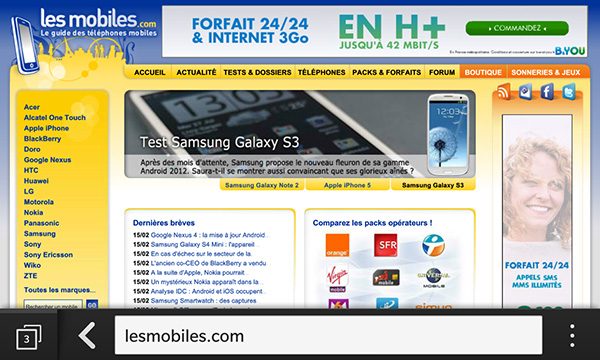 BlackBerry Z10 : navigateur Web