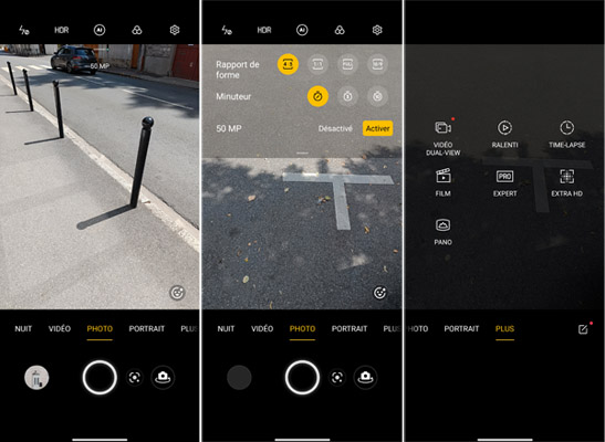 Interface de la camera du OnePlus Nord 2